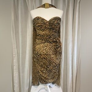 Frank Usher: Chiffon Animal Print Dress with Scarf